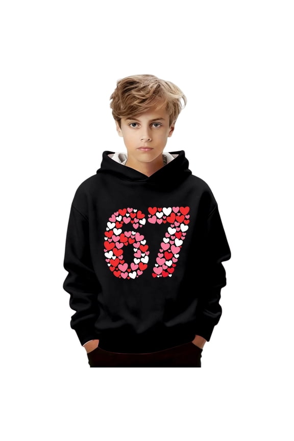 67 Hoodie Kids Fashion 67 Ice Cream Graphic Long Sleeve Sweatshirts Loose Novelty Outfits 6 7 Days Of School Funny Six Seven Cute Pullovers Tops Sweatshirt Fall Winter