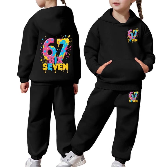 67 Hoodie Kids Six Seven Meme Shirts Sweatshirt and Pants Set Boys Girls Ice Cream Printed Casual 6 7 Sweatsuit Sets Outfit