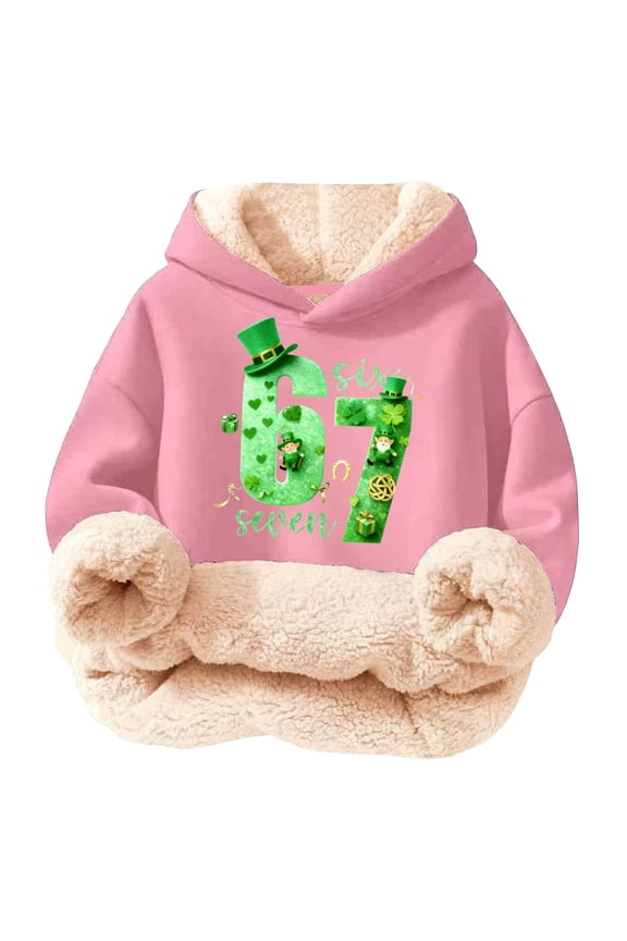 67 Hoodie for Boys Girls Six Seven Cool Meme Hoodie Funny 67 Meme Design Long Sleeve Crewneck Pullover Comfort Sweatshirt for St. Patrick's Day
