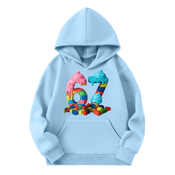 67 Hoodies for Kids 6 7 Number Preppy Clothes Comfortable Novelty Outfits Back To School Funny Six Seven Hooded Pullover Tops Sweatshirt Fall Winter