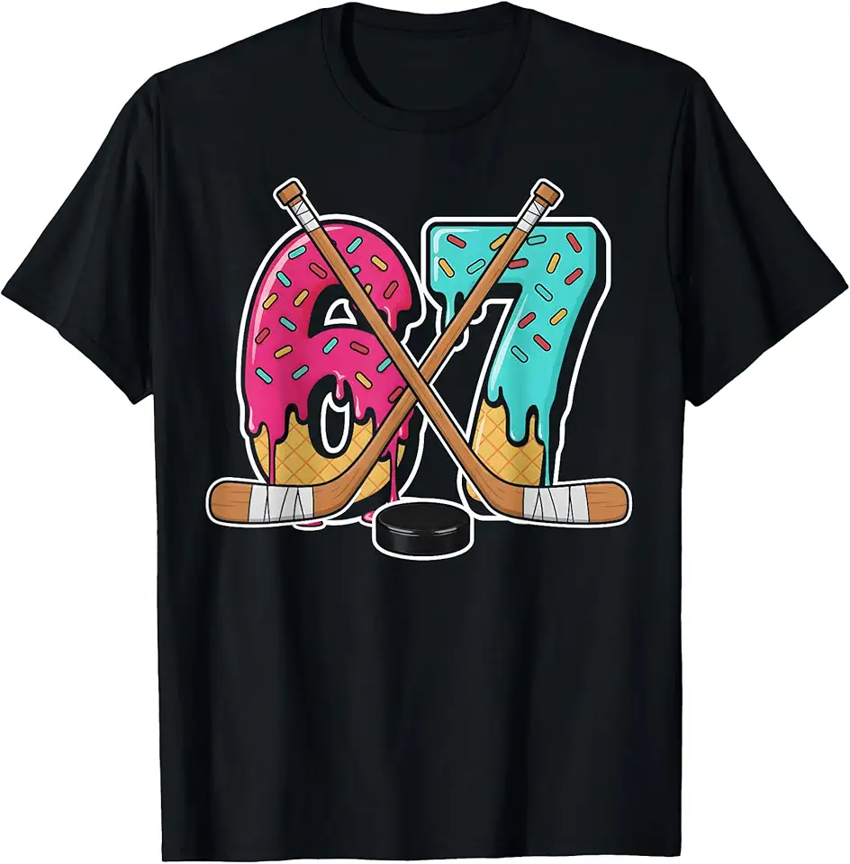 67 Ice Cream Drip Hockey Gen Alpha Slang Six Seven Meme T-Shirt ...