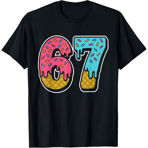 67 Ice Cream Drip Meme Funny Six Seven Gen Alpha Slang T-Shirt