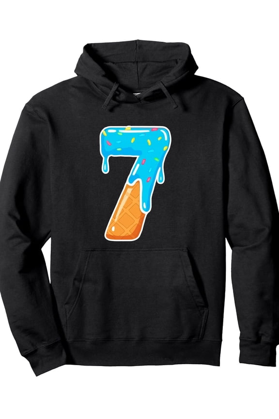 67 Ice Cream Drip Meme Hoodie - 3D Printed Number 6 & 7 Dripping Ice Cream Design, Black Pullover Sweatshirt with Hood, 60% 40% Blend, Casual & Costume Couple Matching Outfit for Parties,, Outdoor Ac