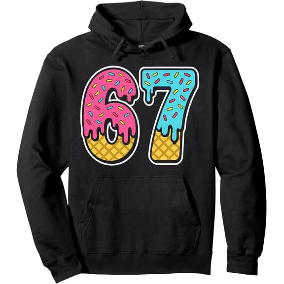 67 Ice Cream Drip Meme Six Seven Funny Gen Alpha Design Pullover Hoodie