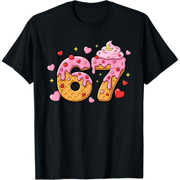 67 Ice Cream Drip Valentine Days Womens T-Shirt