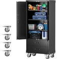 thumbnail image 1 of 67-Inch Garage Storage Cabinet – Lockable Metal Rolling Cabinet with Door, Pegboard & Adjustable Shelves, Heavy-Duty Storage for Home or Workshop, Black, 1 of 7