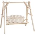 67 Inch Log Swing Stand Porch Swing Set Wood Bench Swing Stand AFrame