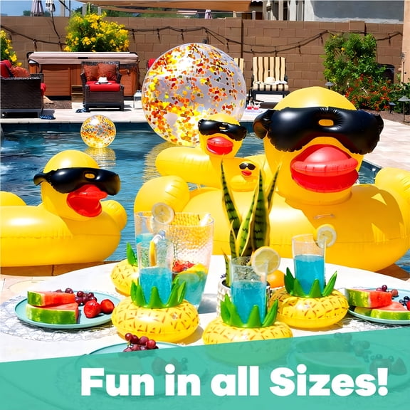 67 Inch Oversized Duck Inflatable Pool Float for Adults 300lbs Capacity with 16in Beach Ball Heavy Duty Water Lounge for Lake Beach Summer Party
