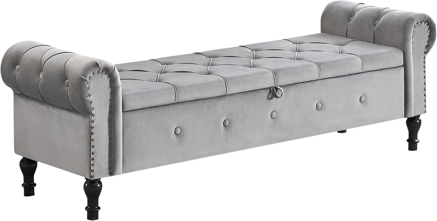 67 Inch Storage Bench for Bedroom End of Bed Bench King Size Bench with ...