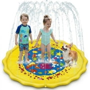 Splash Pad for Toddlers, Outdoor Sprinkler for Kids, 67 Summer Water Toys Inflatable Wading Baby Pool for Girls Boys Pets Dog, Yellow
