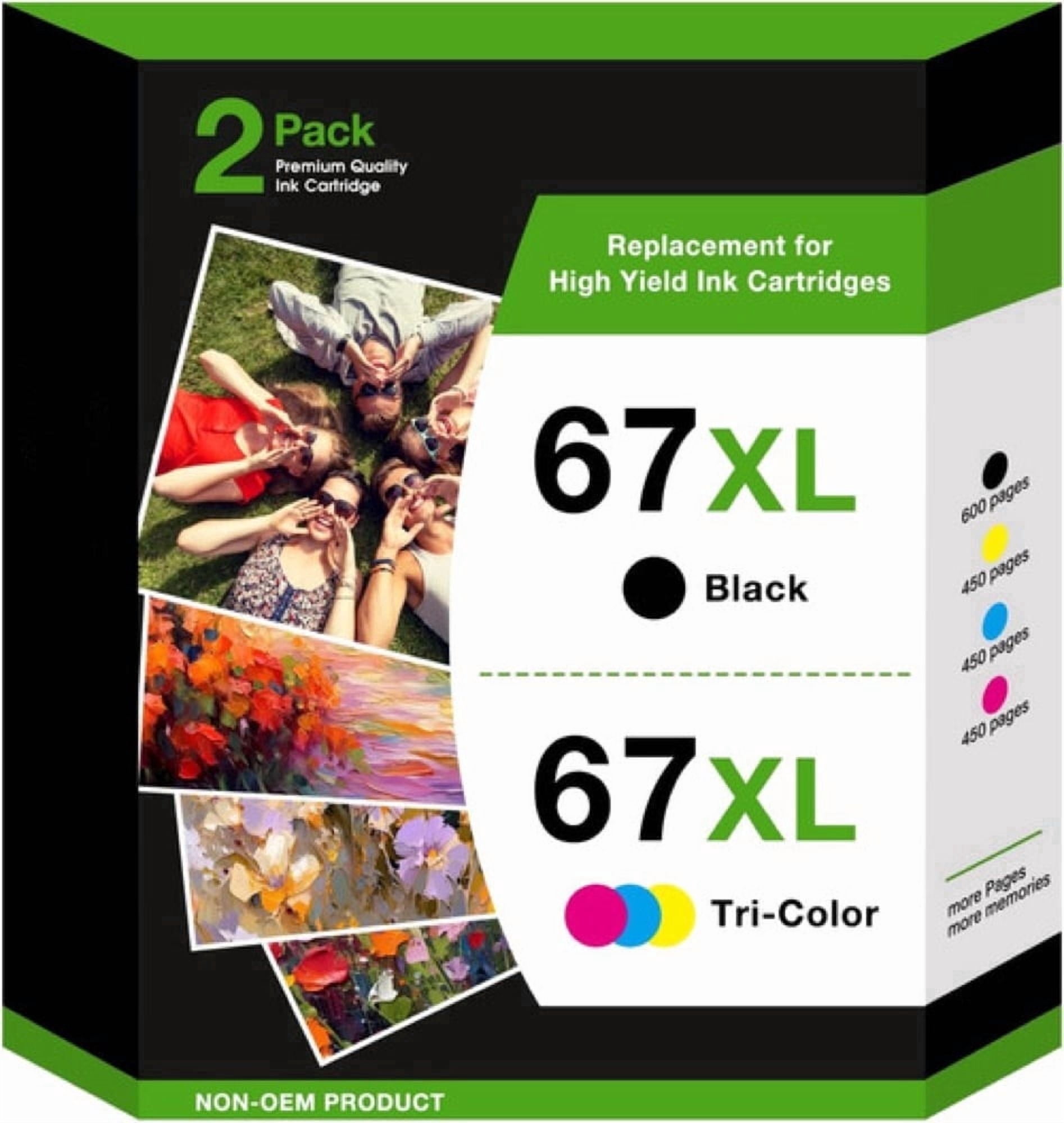 67 Ink Cartridge Compatible for HP 67 67xl Ink Cartridges for HP Deskjet 2742e 2752e 2755e (Black, Tri-Color)