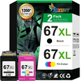 thumbnail image 1 of 67 Ink Cartridge Compatible for HP Ink 67 67XL Ink Cartridges for Envy 6055 6455e 6055e DeskJet 2755 4155e 4255e 2752 Printer, 1 of 7