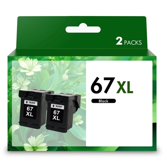 67 Ink Cartridges (2-Pack, Black) Compatible for HP 67 67XL Printer Ink DeskJet 6055e 2755e 2800e 2855e 6000 Envy 6055e 6455e 6400 Series