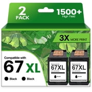 67 Ink Cartridges 2-Pack, Black Compatible for HP 67 67XL Printer Ink DeskJet 6055e 2755e 2800e 2855e 6000 Envy 6055e 6455e 6400 Series