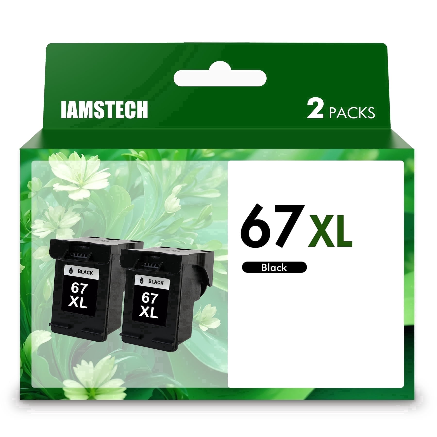 Compatible for HP 67 Ink Cartridges (2-Pack, Black) 67 67XL Printer Ink DeskJet 6055e 2755e 2800e 2855e 6000 Envy 6055e 6455e 6400 Series