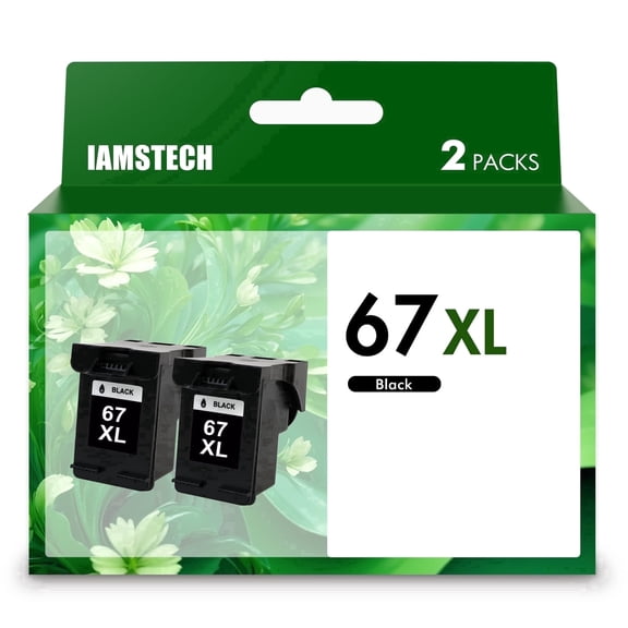 Compatible for HP 67 Ink Cartridges (2-Pack, Black) 67 67XL Printer Ink DeskJet 6055e 2755e 2800e 2855e 6000 Envy 6055e 6455e 6400 Series