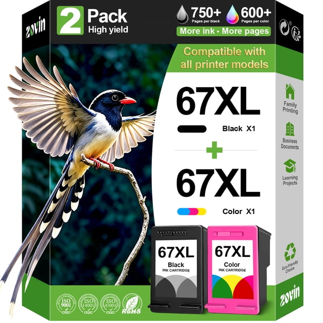 67 Ink Cartridges Compatible for HP 67 Ink Cartridge for DeskJet 2700e ...