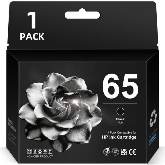65 Black Ink Cartridges for HP 65 Ink Cartridge for HP Ink 65 Black Combo Compatible Printers(1 Black)