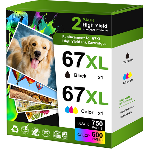 67 Ink Compatible for 67 Ink Cartridges for Ink 67 DeskJet 2755e 2855e 4155e 4255e 6055e 6065e