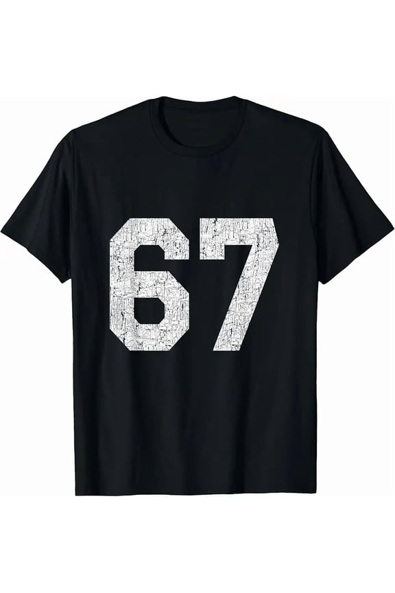 #67 Jersey Uniform Varsity Sports Number, 67th Birthday T-Shirt