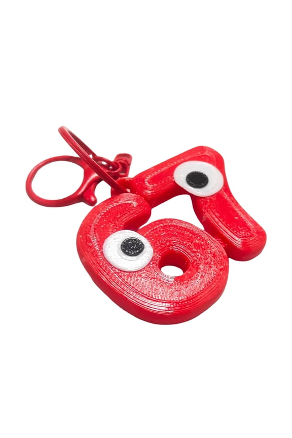 67 Keychain Humorous Slang Number Keychain With Googly Eyes Novelty Meme Backpack Charm Gift Keyring(Red-2.5X2In)#4407