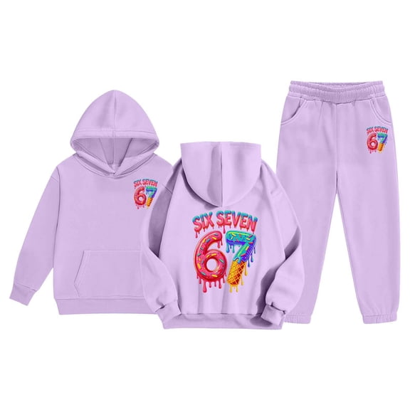 67 Kids Outfit Long Sleeve Pullover Sweatshirt & Jogger Pants Set - Six Seven Boys Girls Clothing
