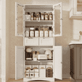 thumbnail image 1 of Pantry Cabinet,Lofka 67" Kitchen Pantry with Glass Door & Shelves & 2 Drawers, White, 1 of 10