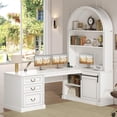 thumbnail image 1 of 67" L Shaped Computer Desk with Tall Arched Bookshelf and 3 Storage Drawers, 1 of 7