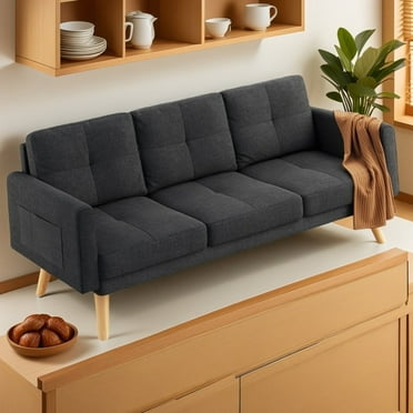 Aiho 67" Long Modern Loveseat Sofa with 3 Pillows for Apartments and Bedrooms - Dark Gray
