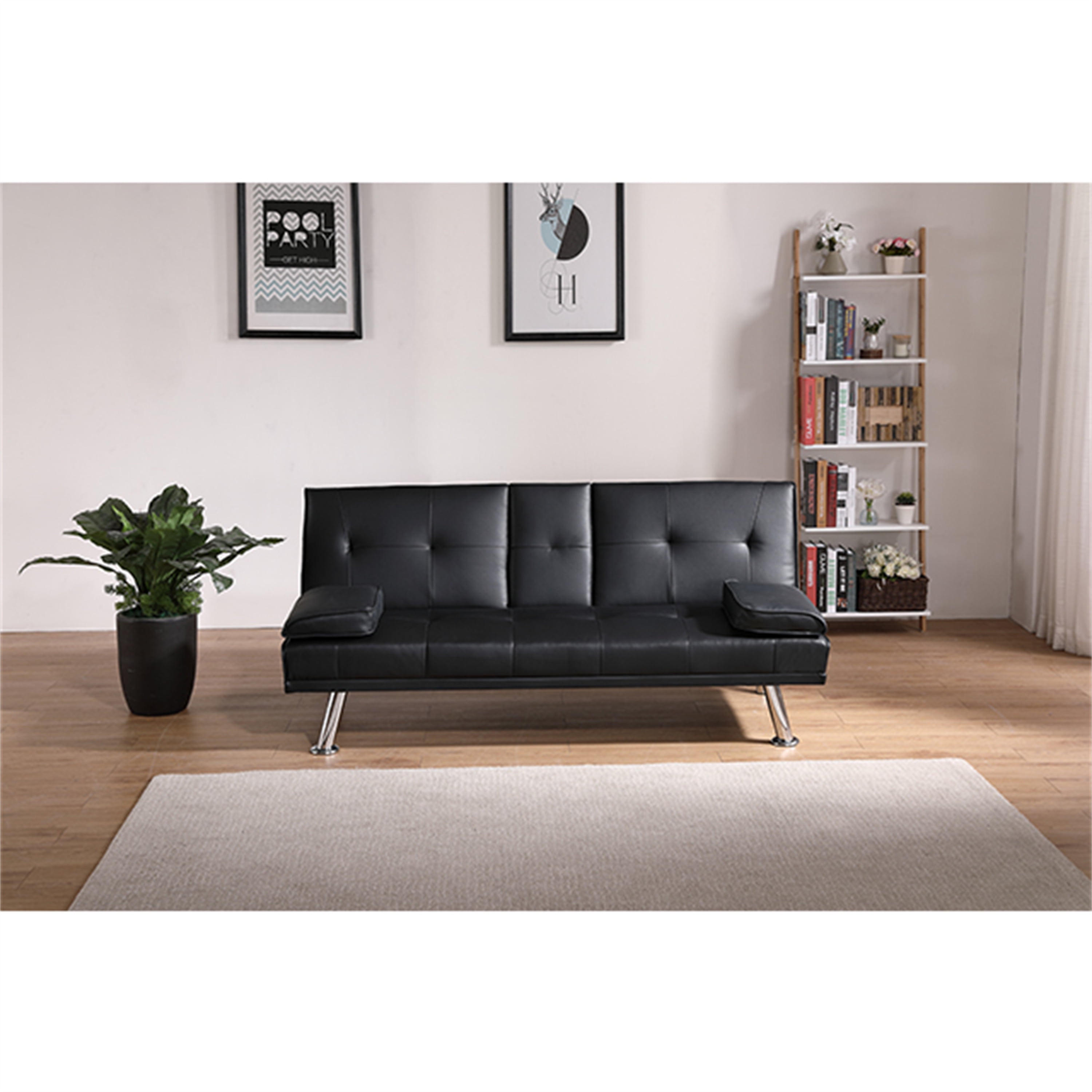 67" Loveseat Sofa, Convertible Sofa Bed with Coffee Table, Futon Sofa
