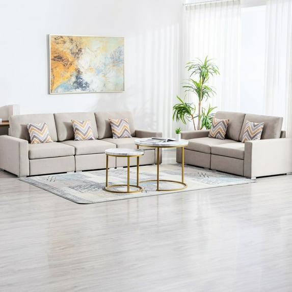 67" Loveseat in Beige - Foam Cushions and Spring Support - Home Living Area - Cozy Seating with Pillows
