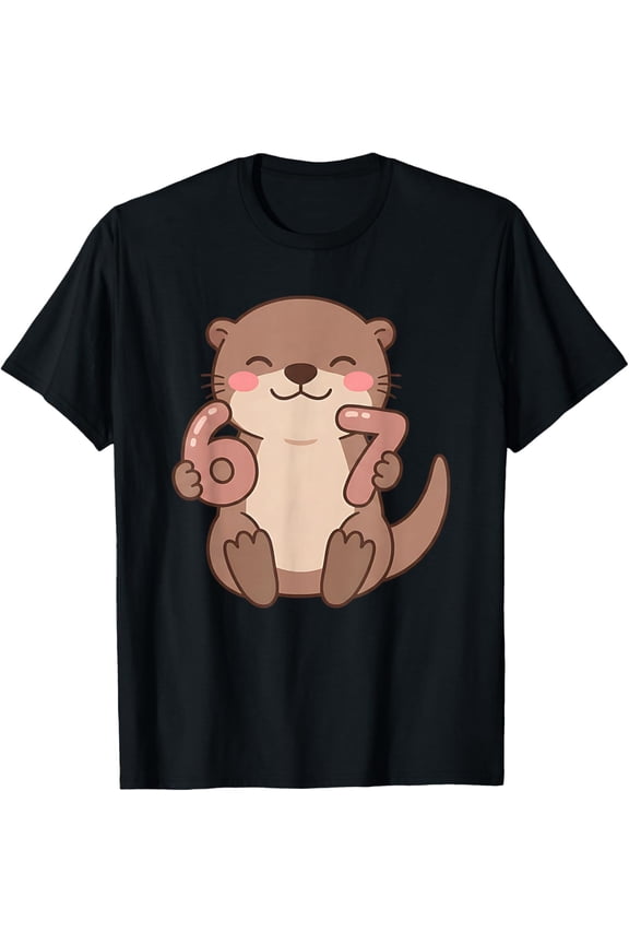 67 Meme Baby Otter 6 7 Funny Six Seven 6-7 Gen Alpha Slang T-Shirt- American fashion hot selling casual retro high quality 100% cotton T-shirt 1 piece- American fashion hot selling casual retro high