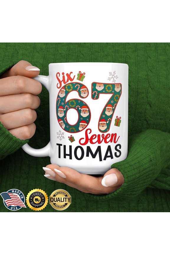 67 Meme Christmas Mug - Personalised Funny Six Seven Mug - Funny Gen Alpha Gift