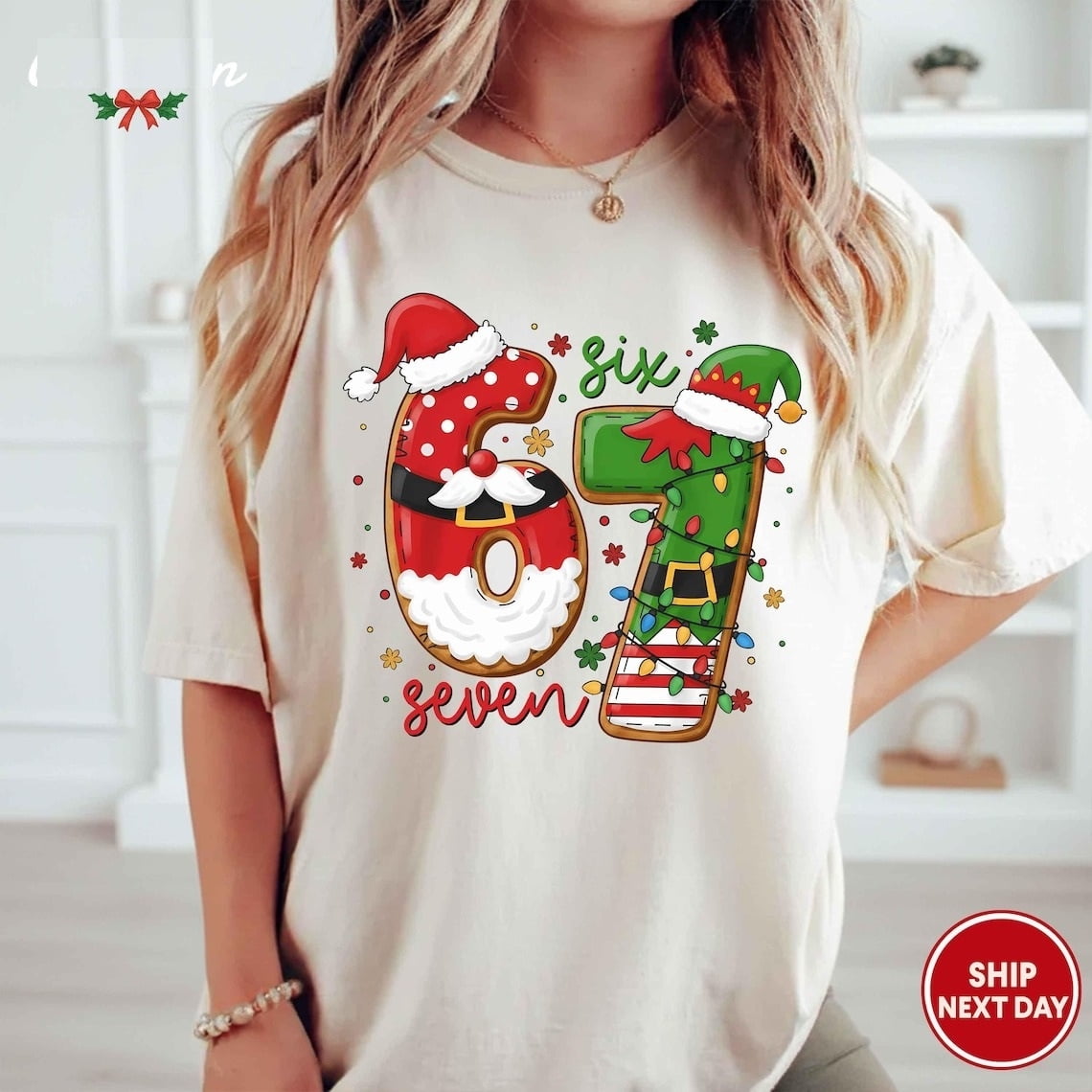 67 Meme Christmas Shirt, Funny Santa and Elf Holiday Tee
