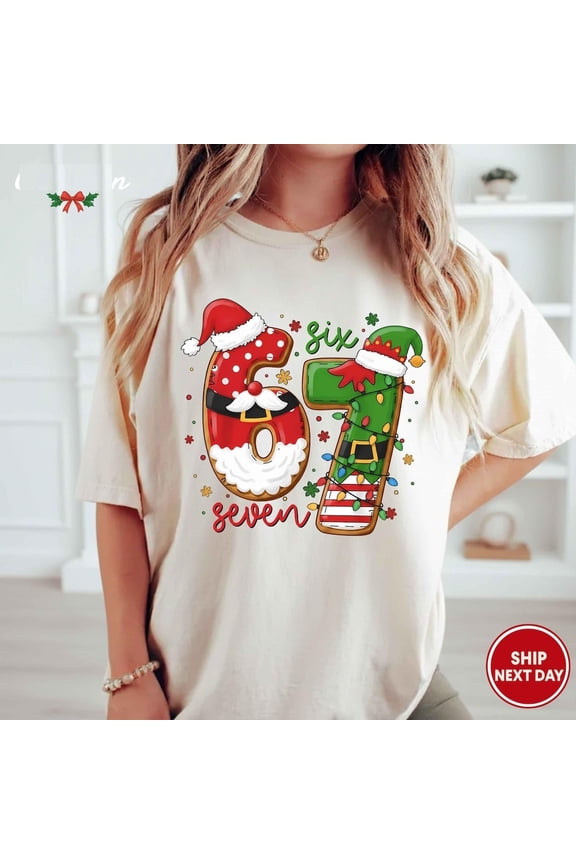 67 Meme Christmas Shirt, Funny Santa and Elf Holiday Tee