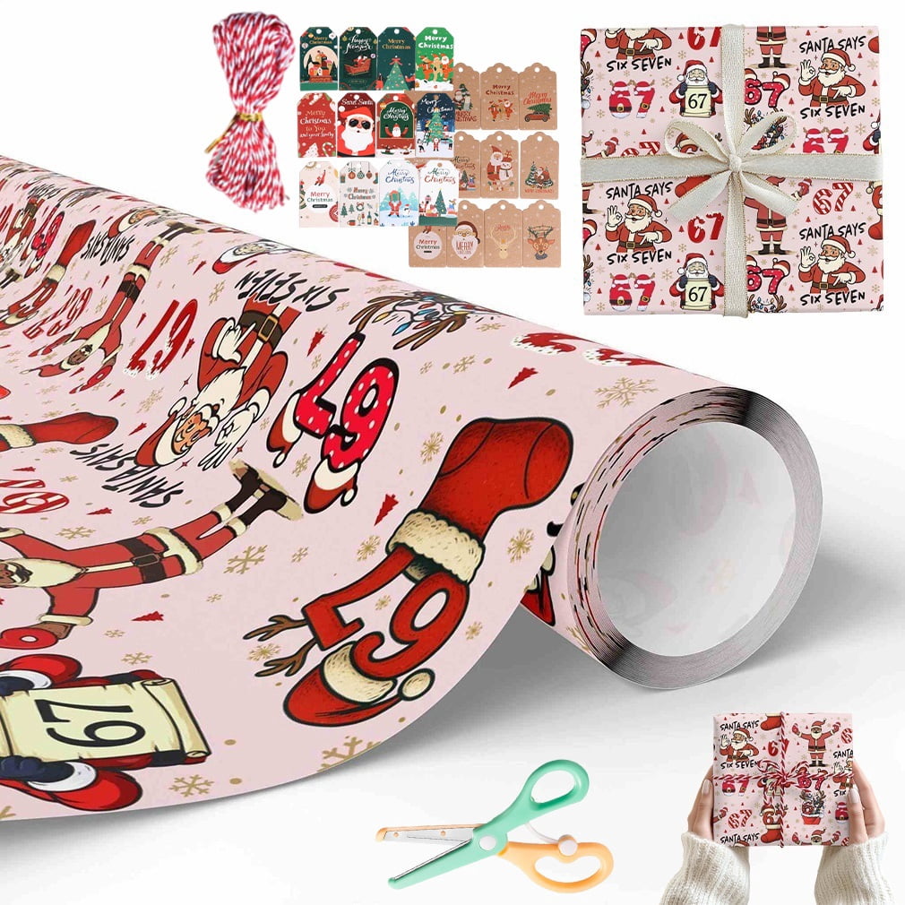 67 Meme Christmas Wrapping Paper Gift Wrap, Kids Funny 6 7 Xmas holiday ...
