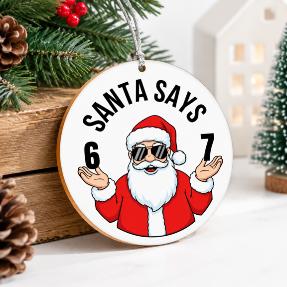 67 Meme Funny Christmas Ornament, Plywood Holiday Decor for Meme Lovers