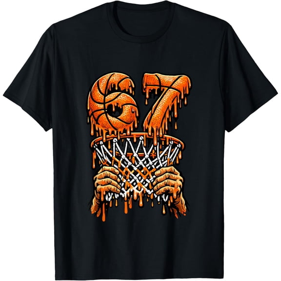 67 Meme Six Seven 6 7 Meme Funny Basketball Drip T-Shirt
