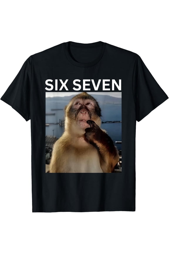 67 Meme Thinking Monkey Meme Six Seven Alpha Slang 6 7 Meme T-Shirt