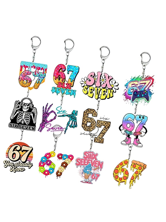 67 Memes Keychain Funny 67 Keychain Keyring 6 7 Ornament Key Holders Charm 6 7 Bag Charm for Handbag Backpack Decoration