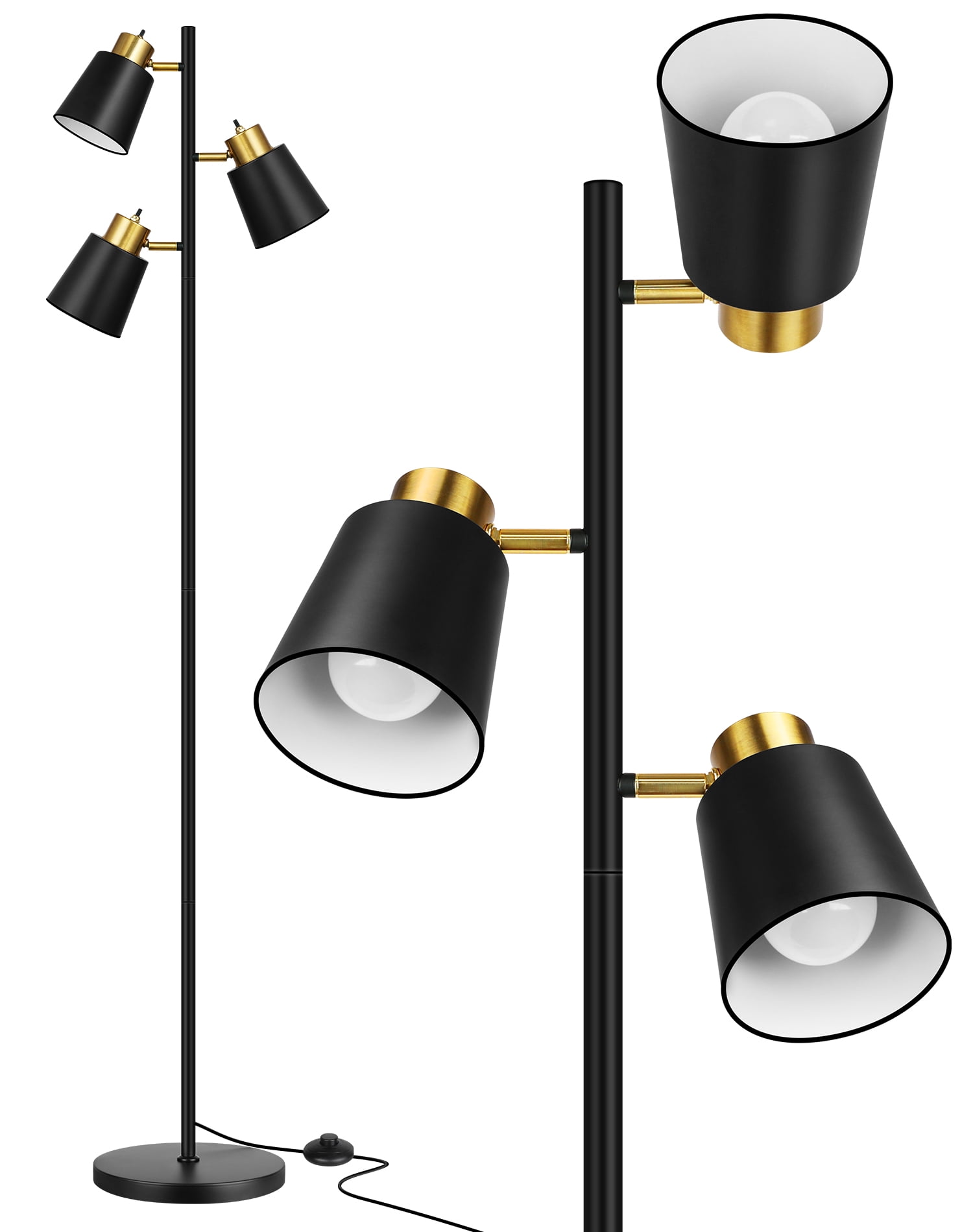 67" Tree Floor Lamps for Living Room, Modern Standing Floor Lamp for Bedroom Study Office Decor, 3 Rotatable Light Heads,Bulbs Included