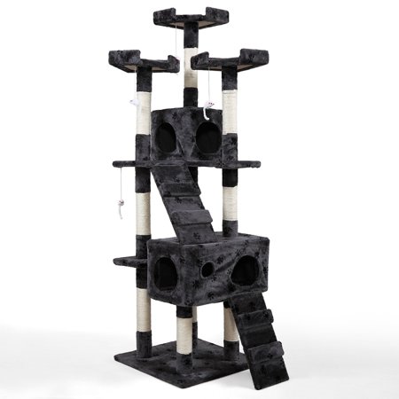 67'' Multi-Level Cat Tree Tower, Kitten Condo House with Scratching Posts, Kitty Play Activity Center Grey