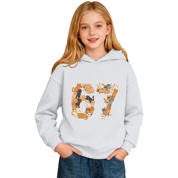 67 Number Hoodies for Boys Unisex Warm Winter Sweatshirts Long Sleeve Basic Pullover Tops