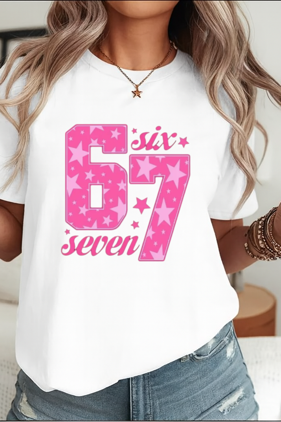 67 Number Meme Funny Minimalist Retro Statement Art Unisex T-Shirt, up to Size 5XL