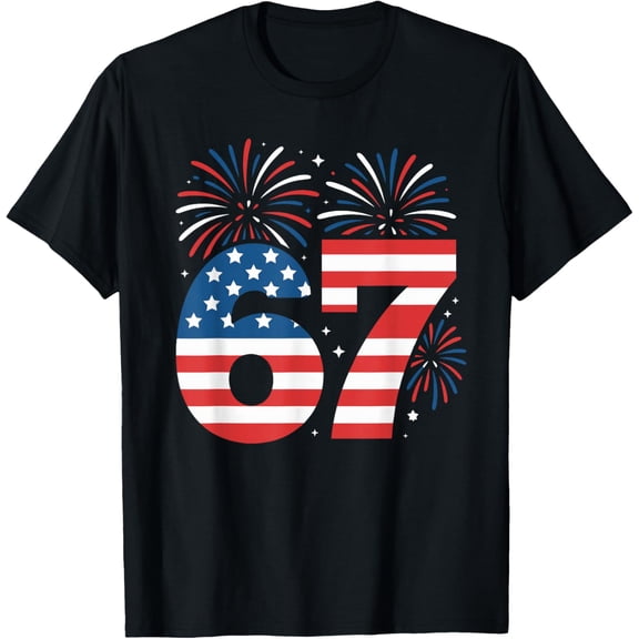 67 Number Patriotic 6 7 Meme Six Seven Students American USA T-Shirt