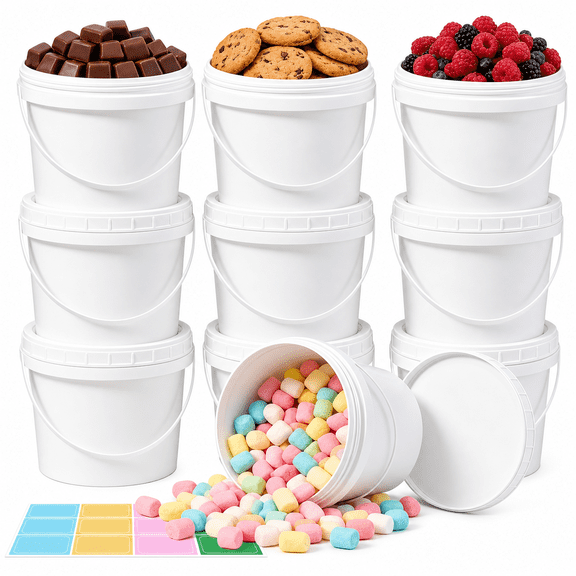 67 OZ/2000 ML Plastic Food Storage Buckets 10 Pack