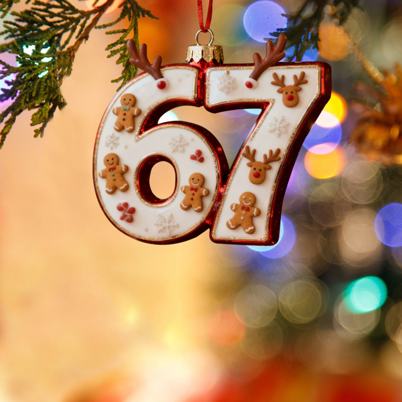 67 Ornament, Personalized Six Seven Ornament, Funny 6 7 Teen Ornament ...