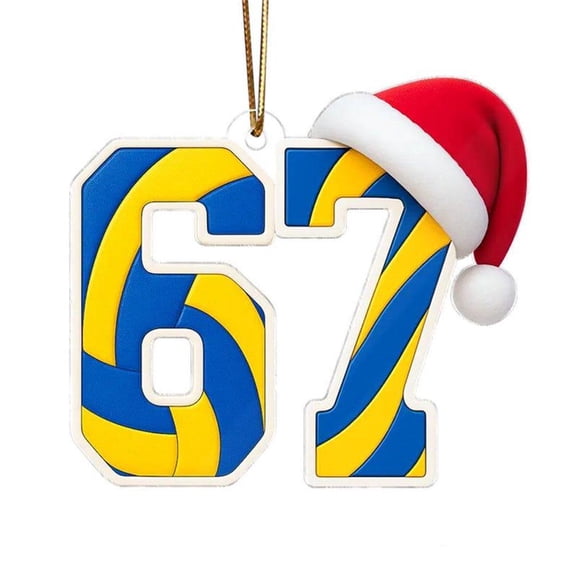67 Ornament,Six Seven Christmas Ornament 2025,67 Christmas Ornament,2D Acrylic Santa Hat 6 7 Meme Christmas Tree Ornament,Funny 67 Teen Slang Ornaments