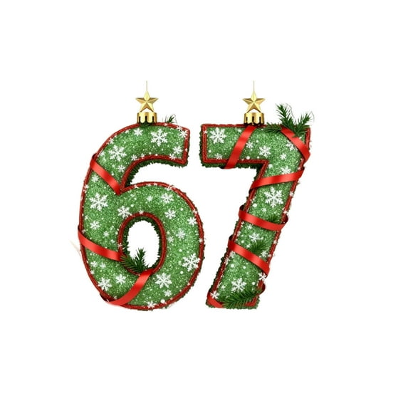 67 Ornament,Six Seven Christmas Ornament 2025,67 Christmas Ornament,2D Acrylic Santa Hat 6 7 Meme Christmas Tree Ornament,Funny 67 Teen Slang Ornaments