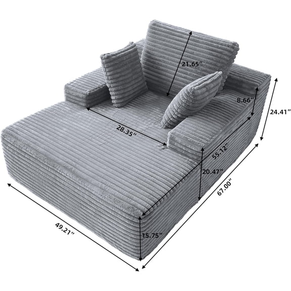 67 Oversized Boneless Sofa Bed Corduroy Sleeper Couch for Living Room